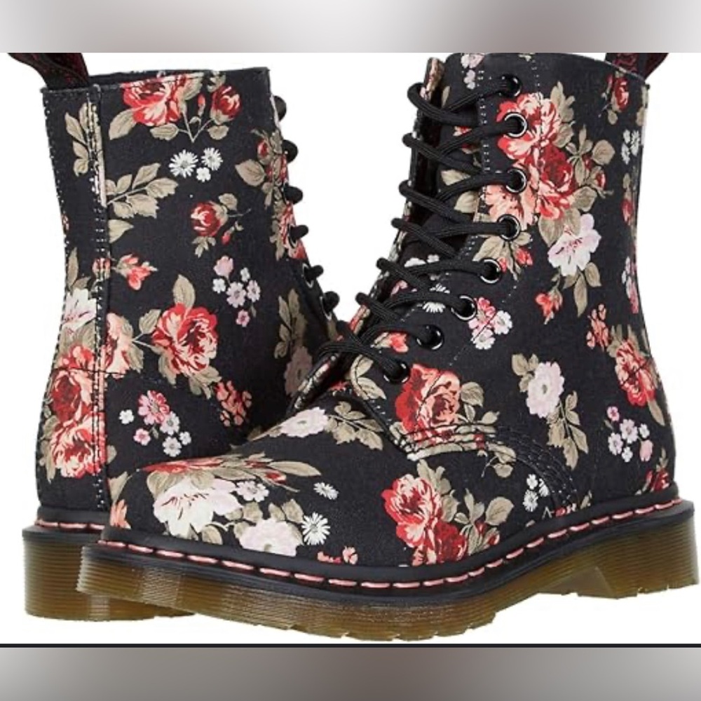 Dr. Martens Floral Black Boots